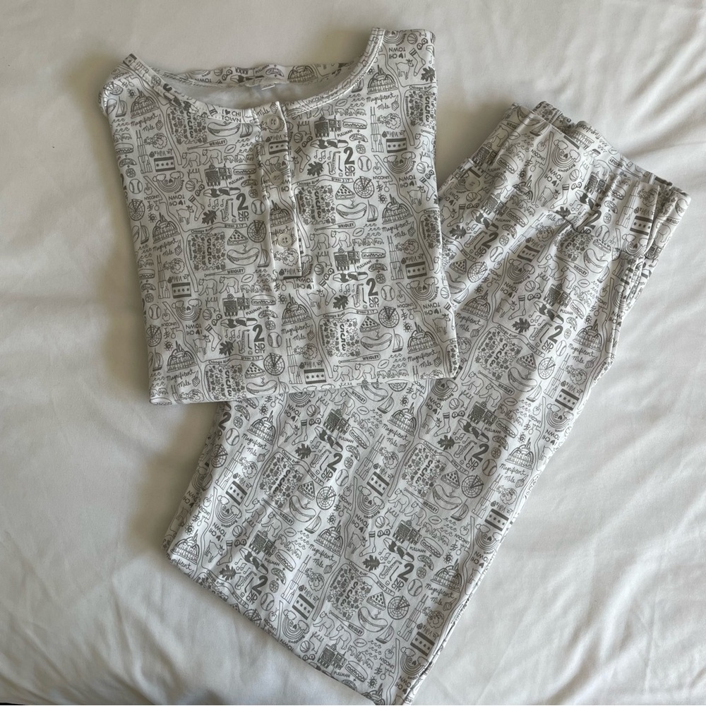 RARE Joy Street CHICAGO 100%  Pima Cotton Pajama Set Henley Joggers